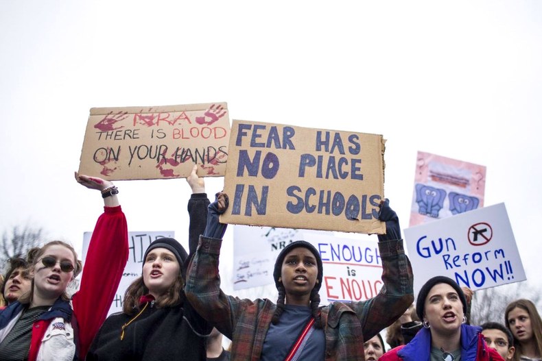 Students protesting due to their inspiration and newfound powerful voice against gun violence.