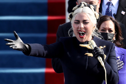 Lady Gaga performing at the Biden Inauguration. 