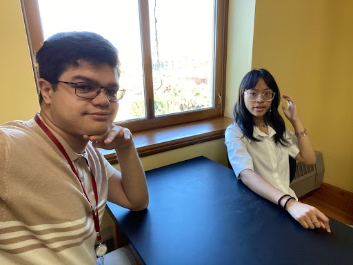 Seniors Gabriel Paner and Vivian Kusnoto pose for a picture on the first day.